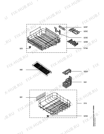Взрыв-схема посудомоечной машины Aeg FAV80860ID - Схема узла Baskets, tubes 061